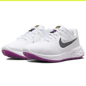 Nike Revolution Next Nature 6 White Black Vivid Sulfur Vivid Purp SIZE 7.5